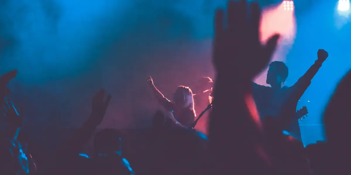 Worship team leading a congregation